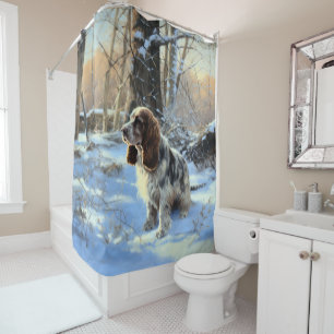 Rideaux De Douche Cocker Spaniel Laisser Neige Noël