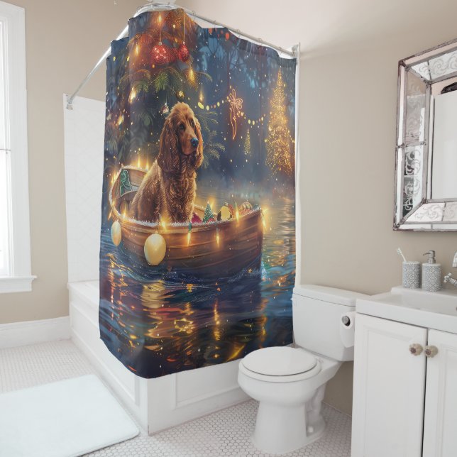 Rideaux De Douche Cocker Spaniel Noël Festive Voyage (En situation)