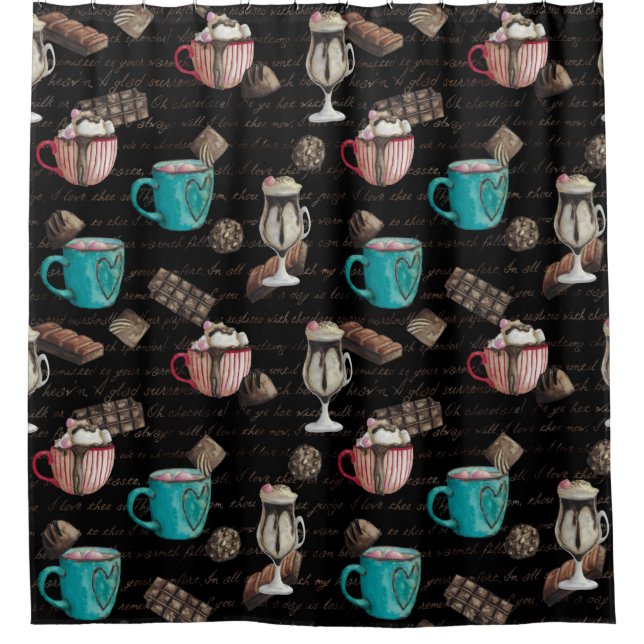 Rideaux De Douche Cocoa marshmallows chocolat chaud bonbons hiver (Devant)