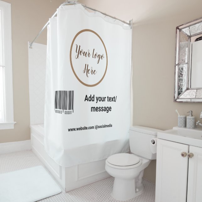 Rideaux De Douche code barre personnalisé simple ajouter votre site  (En situation)