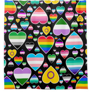 Rideaux De Douche coeur amour arc-en-ciel coloré drapeaux de fierté 
