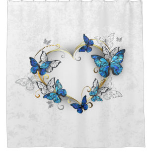 Rideaux De Douche Coeur bijoux avec papillons Morpho