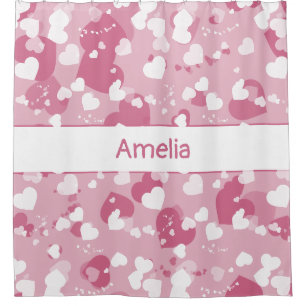 Rideaux De Douche Cœur d'amour rose personnalisé
