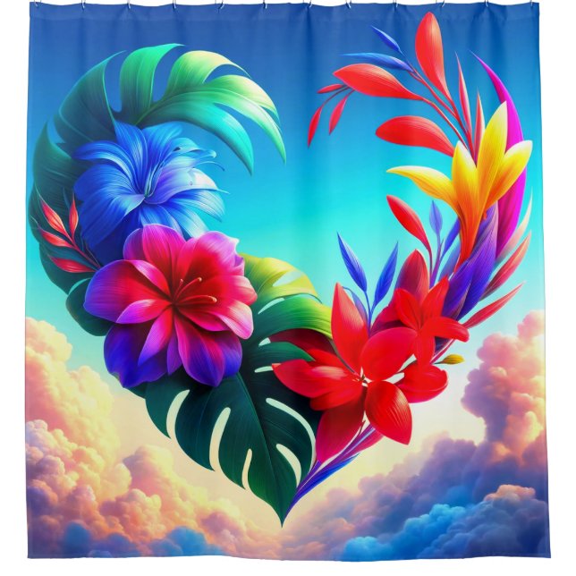 Rideaux De Douche Coeur de fleurs (Devant)