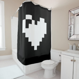 Rideaux De Douche Coeur de pixel 8 bits