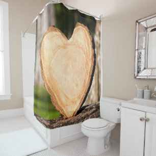 Rideaux De Douche coeur en bois