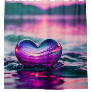 Rideaux De Douche "Coeur romantique flottant sur l'eau"