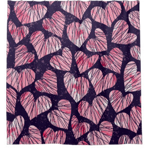 Rideaux De Douche Coeur rose : motif transparent aquarelle.