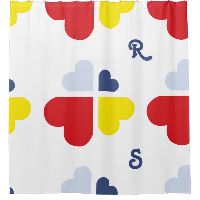 Rideaux De Douche Cœurs Croix (Devant)