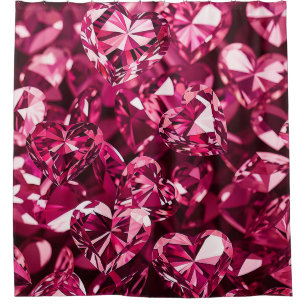 Rideaux De Douche Coeurs diamant en cristal rose
