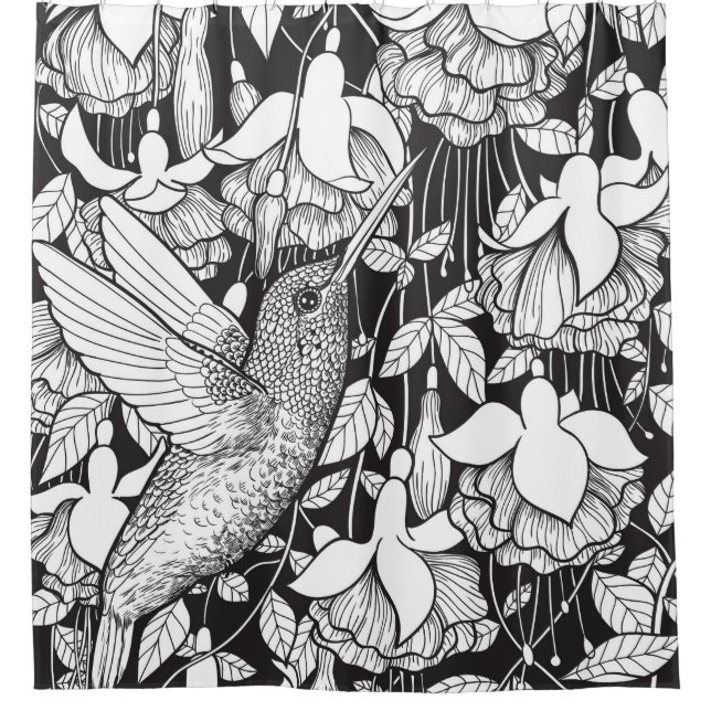 Rideaux De Douche Colibri et fuchsia (Devant)