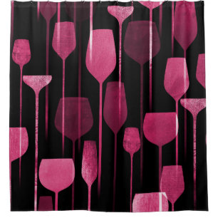 Rideaux De Douche Collage Art : Motif de boisson de fête.