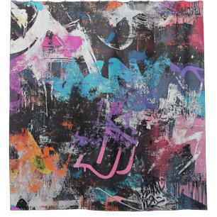 Rideaux De Douche Collage de graffiti urbain avec des couleurs vives