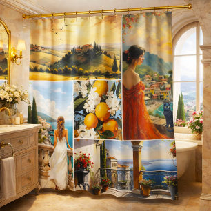 Rideaux De Douche Collage de la Riviera italienne et de la côte d'Am