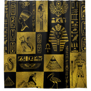 Rideaux De Douche Collage égyptien d'hiéroglyphes et de symboles