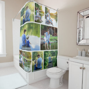Rideaux De Douche Collage photo de 8 familles modernes