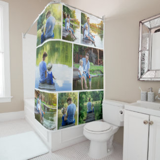 Rideaux De Douche Collage photo de 8 familles modernes
