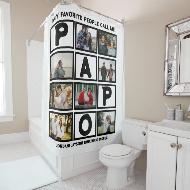 Rideaux De Douche Collage photo Grandpa Papo 8 (En situation)