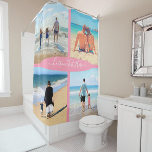 Rideaux De Douche Collage photo personnalisé Amour de famille Texte