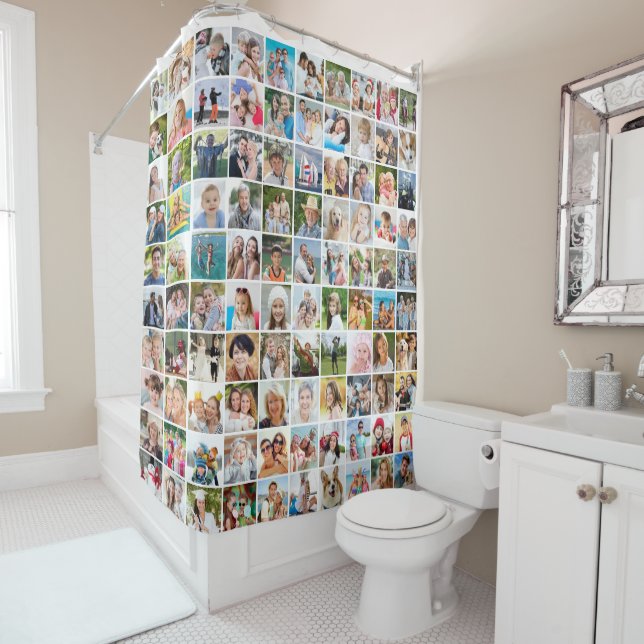Rideaux De Douche Collage photo simple de 100 Carrés (En situation)