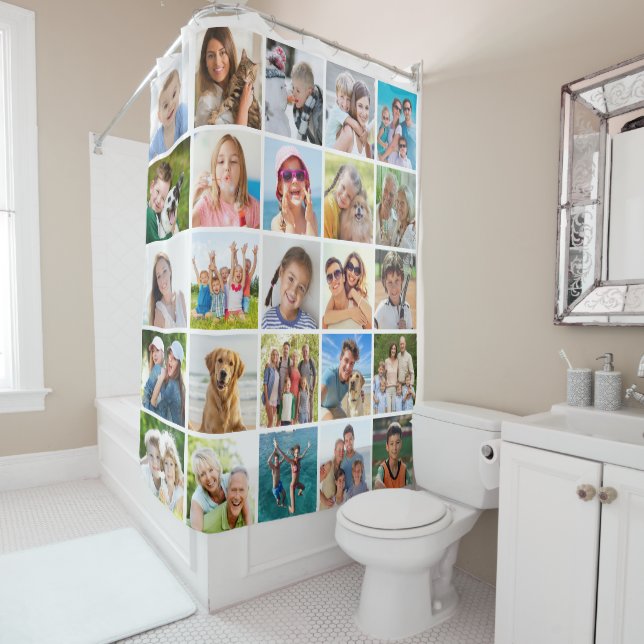 Rideaux De Douche Collage photo simple de 25 Carrés (En situation)
