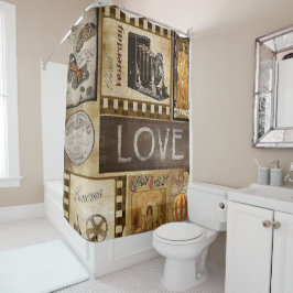 Rideaux De Douche Collage scrapbook vintage amour cinéma chocolat