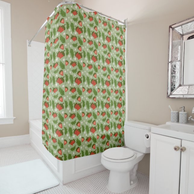 Rideaux De Douche Collection de Motifs de paniers de fruits - Fraise (En situation)