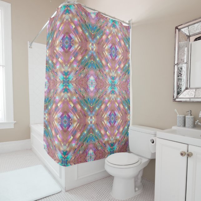 Rideaux De Douche Collection Holographique Opal Parties scintillant  (En situation)