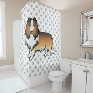 Rideaux De Douche Colley Rough Sable Chien de Dessin Animé Mignon &