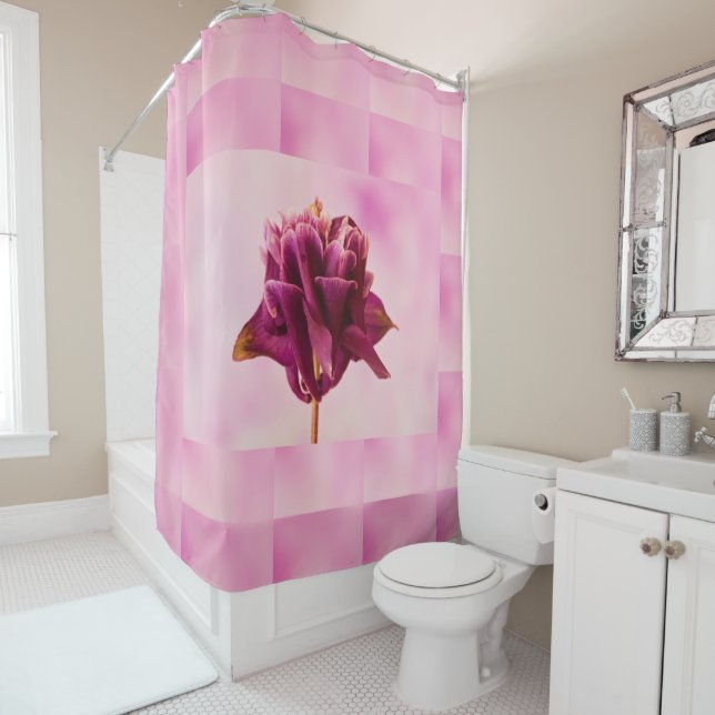 Rideaux De Douche Colonne rose de Bourgogne (En situation)