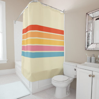 Rideaux De Douche Coloré les années 70 80s Retro Racing Stripes