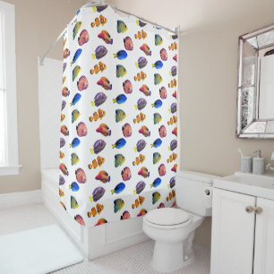 Rideaux De Douche Coloré Quirky Tropical Fish Motif