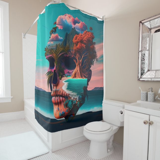 Rideaux De Douche Colored skull (En situation)