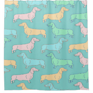 Rideaux De Douche Colorful dachshund dogs anatomy of A Dachshund D