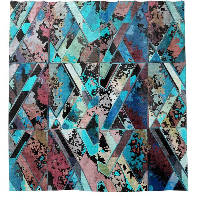 Rideaux De Douche Colorful Geometric Abstract Pattern (Devant)