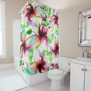 Rideaux De Douche Coloris Abstrait Été Lily Aquarelles