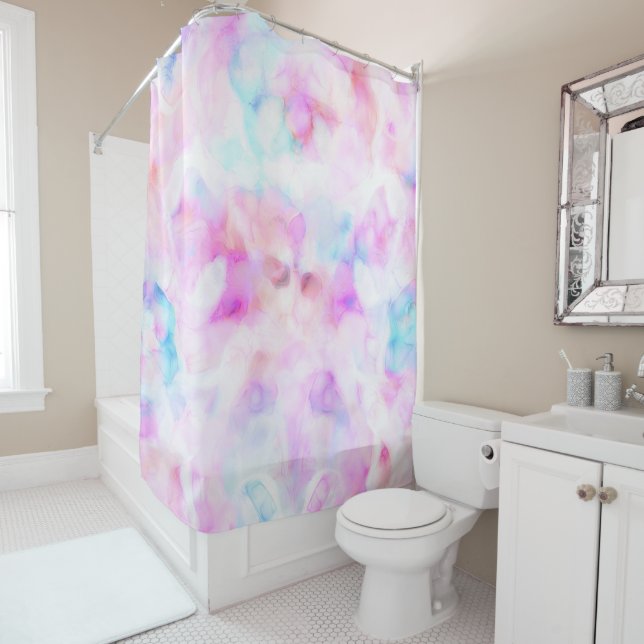 Rideaux De Douche Coloris d'aquarelle en coton (En situation)