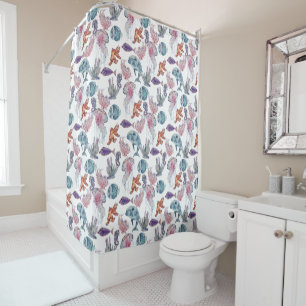Rideaux De Douche Composition de aquarelle sous-marine Série Design