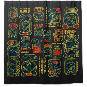 Rideaux De Douche Composition en Glyphs de calendrier de Maya