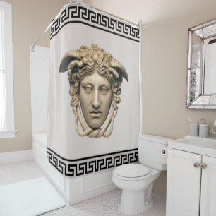 Rideaux De Douche Concepteur de clé grecque Medusa beige pierre