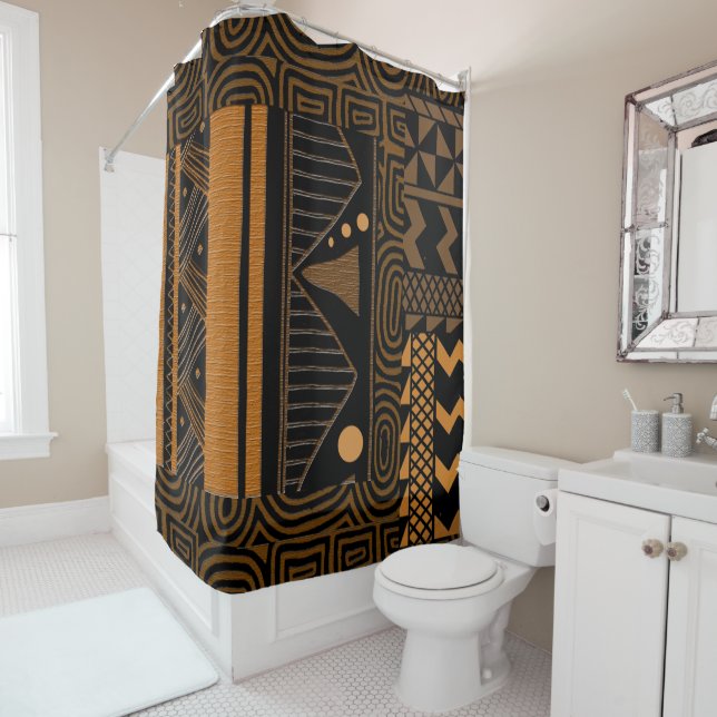 Rideaux De Douche Conception Afrocentrique Contemporaine (En situation)