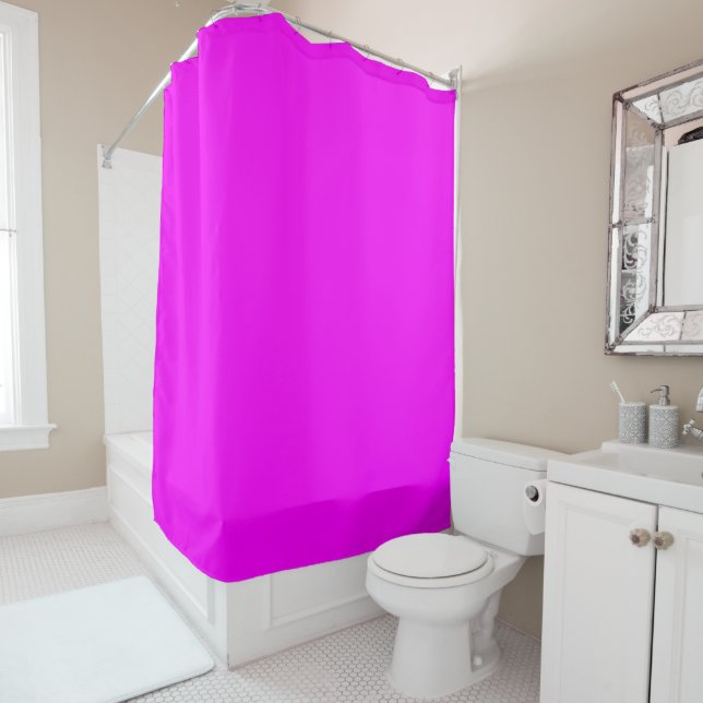 Rideaux De Douche Conception couleur solide Fuchsia FF00FF (En situation)