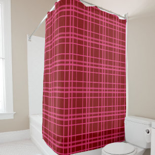 Rideaux De Douche Conception de carreaux à carreaux rose et marron