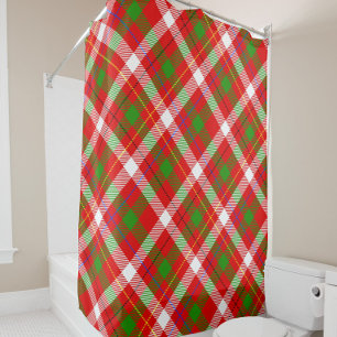 Rideaux De Douche Conception de carreaux en flanelle rouge vert blan