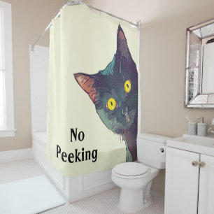 Rideaux De Douche Conception de chat Cute Peeeking