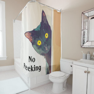 Rideaux De Douche Conception de chat Cute Peeeking