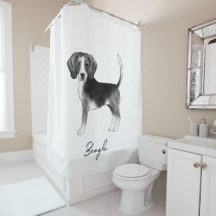 Rideaux De Douche Conception de chien Beagle en noir et blanc avec t