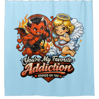 Rideaux De Douche Conception de la Saint-Valentin du diable et de l'