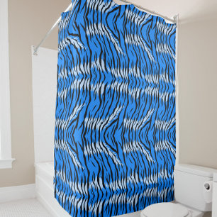 Rideaux De Douche Conception de motif de peau d'animal Tigre Bleu