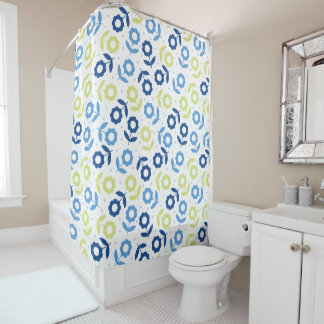 Rideaux De Douche Conception de motif floral olive bleue